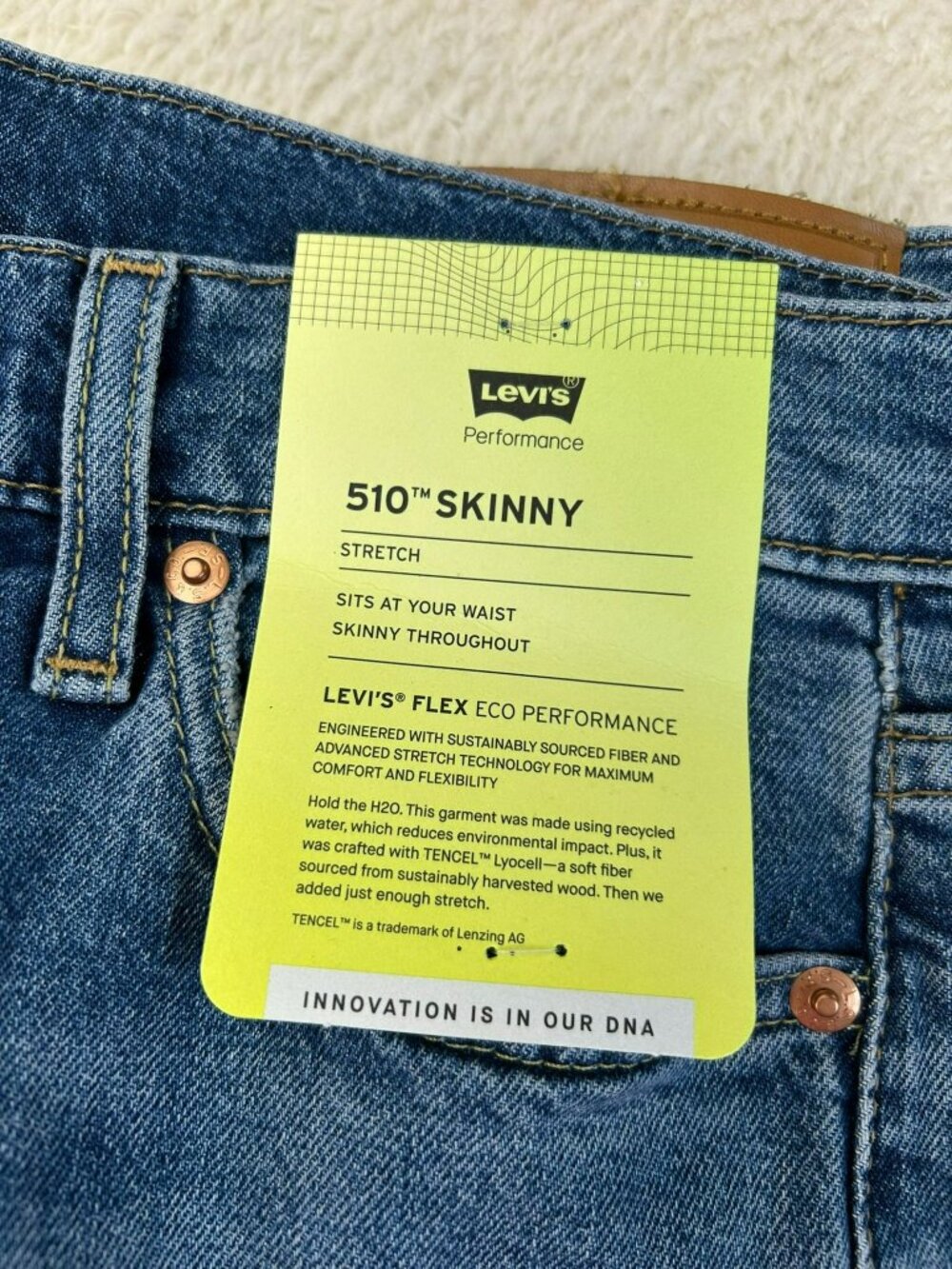 Levis 510 Mens Skinny Jeans Medium Blue W30 L32 Stretch Cotton Levi's NWT - Picture 2 of 6